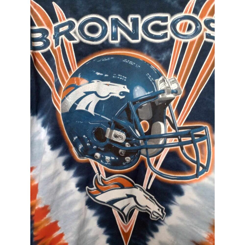 VTG Denver Broncos Majestic NFL Tie Dye T-Shirt Mens Size Large Short Sleeve - Picture 3 of 6